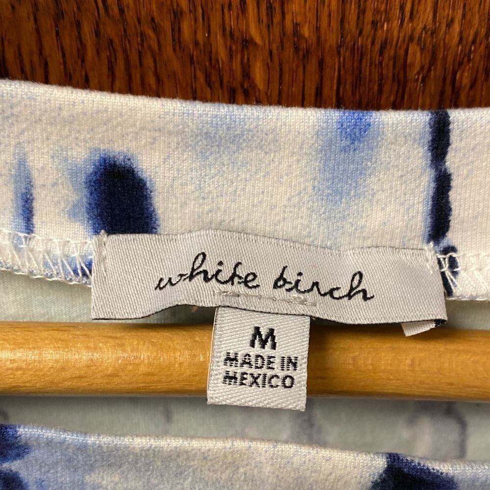 WHITE birch blue tie dye v neck cut out top - Picture 4 of 7